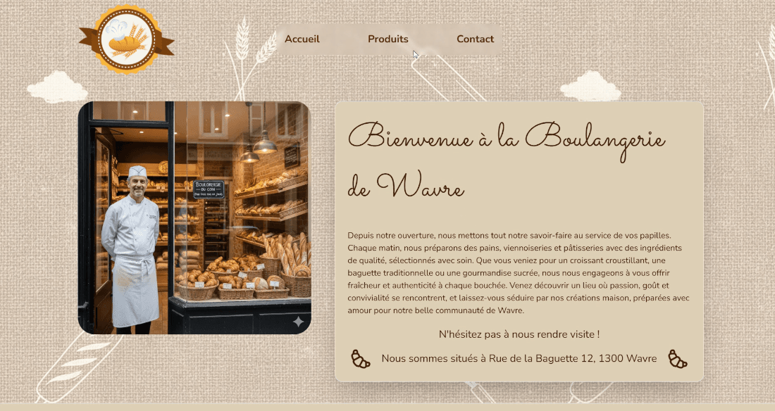 Projet personnel de site pour une boulangerie